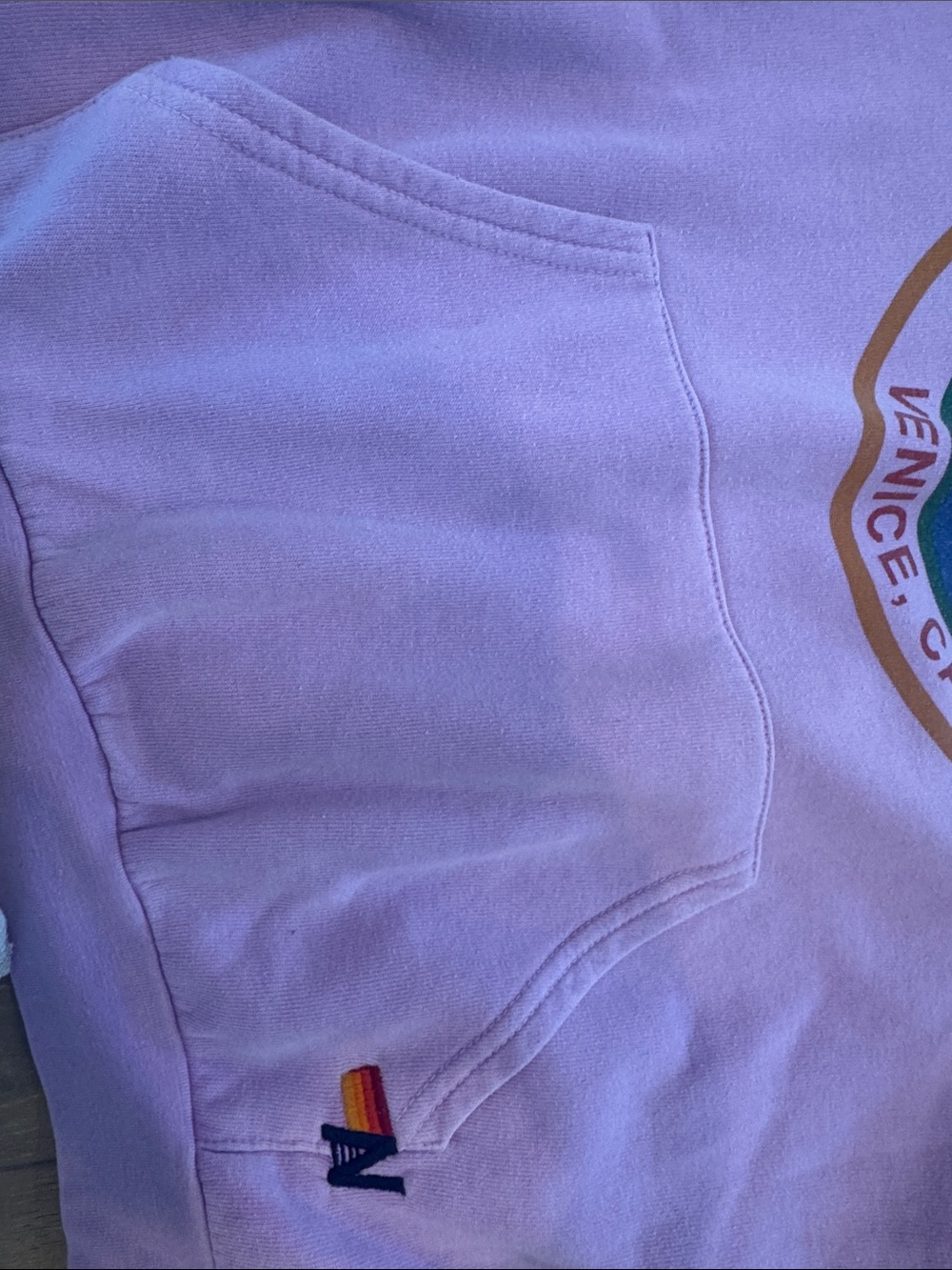 Aviator Nation lavendar Hoodie with Rainbow Chest Emblem - Picture 6 of 16